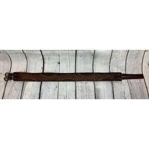 CACHE brown leather studded wide double strap western corset belt size S